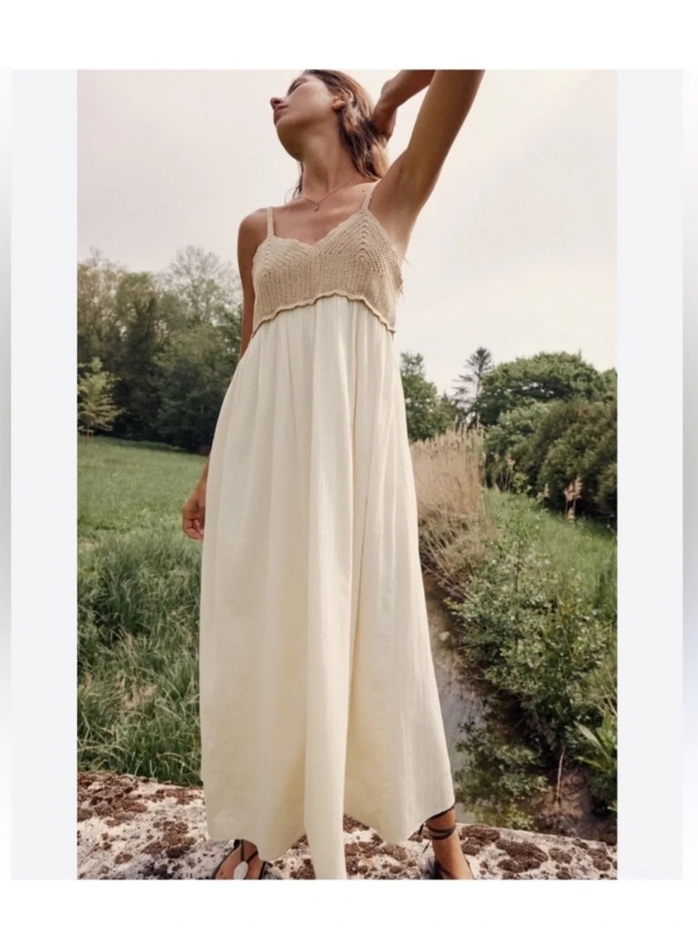 Zara Combination Crochet Maxi Dress XS